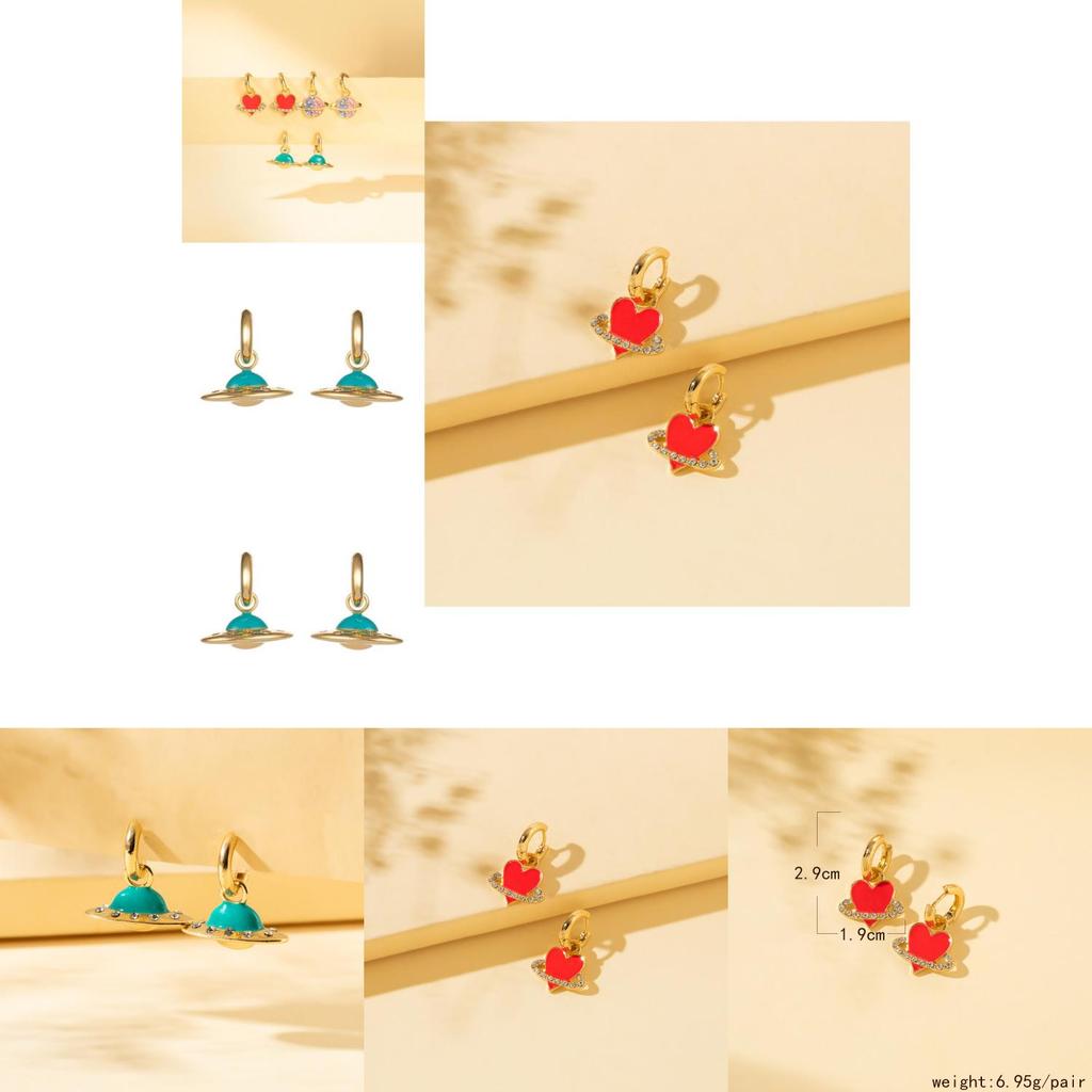 Trendy Winter 2021 Alloy Earrings Stylish Heart And Planet Designs Jewelry