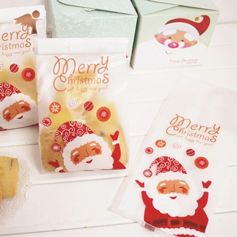 Santa Claus Home & Kitchen Cartoon Candy Pockets Merry Christmas Cookies Bag Baking Packaging Bags