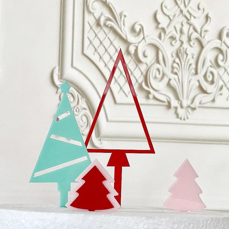 Golden Acrylic Christmas Tree Cake Toppers For Kids Christmas Party, Family Party, Xmas Cakes Decoration
