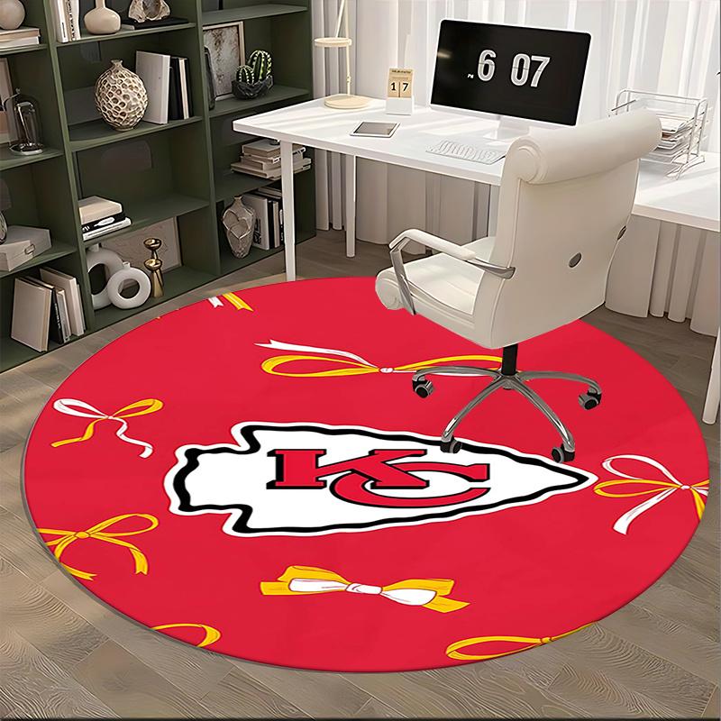 Kansas City Chiefs,NFL Logo Chair Mat Round Rug Office Carpet, Non Slip, Suitable for Living Rooms, Bedrooms Decor.1205341a