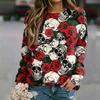 Women's Casual Neck Long Sleeve Raglan Halloween Print Sweatshirt