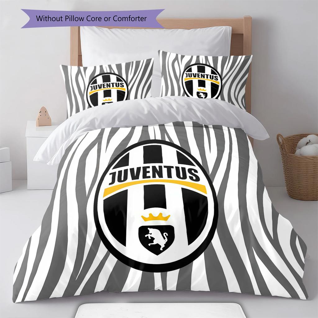 Set Copripiumino Trapuntato Juve Federa Federe Decorazione Casa Regalo di Compleanno (1 * copripiumino + 2 * federa, senza nucleo)