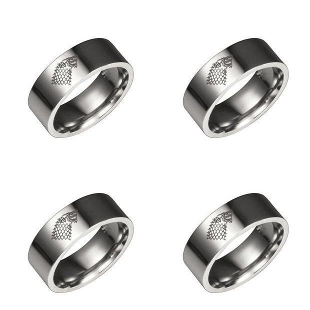 Exquisite Stainless Steel Ring Featuring The Iconic House Stark Ice Wolf Design