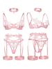Lace Lingerie Hot Sheer Bralette & Garter Belt with Thong Strappy Open Cup Bra Harness Seductive Underwear for Women Sexy Outfit