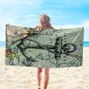 Vintage Nautischer Anker Strandtuch Flachdruck Alte Weltkarte Mikrofaser Sandfreies Badetuch zum Segeln Reisen Männer Frauen