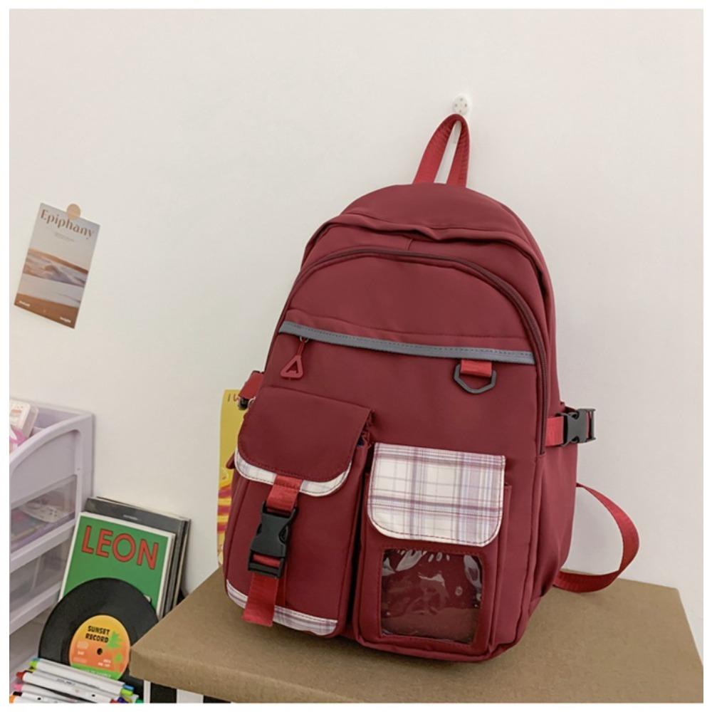 

Школьный рюкзак для 5-6 класса простой клетчатый универсальный рюкзак для средней школы мальчиков и девочек рюкзак большой вместимости красный