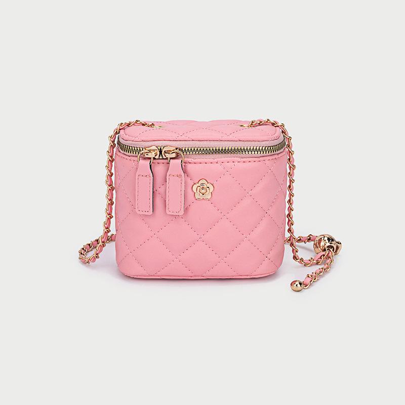 

2025 New Black and Gold Chain Bag Camellia Quilted Women s Shoulder Crossbody Bag Simple Versatile Small Size троянди рожеві кольору