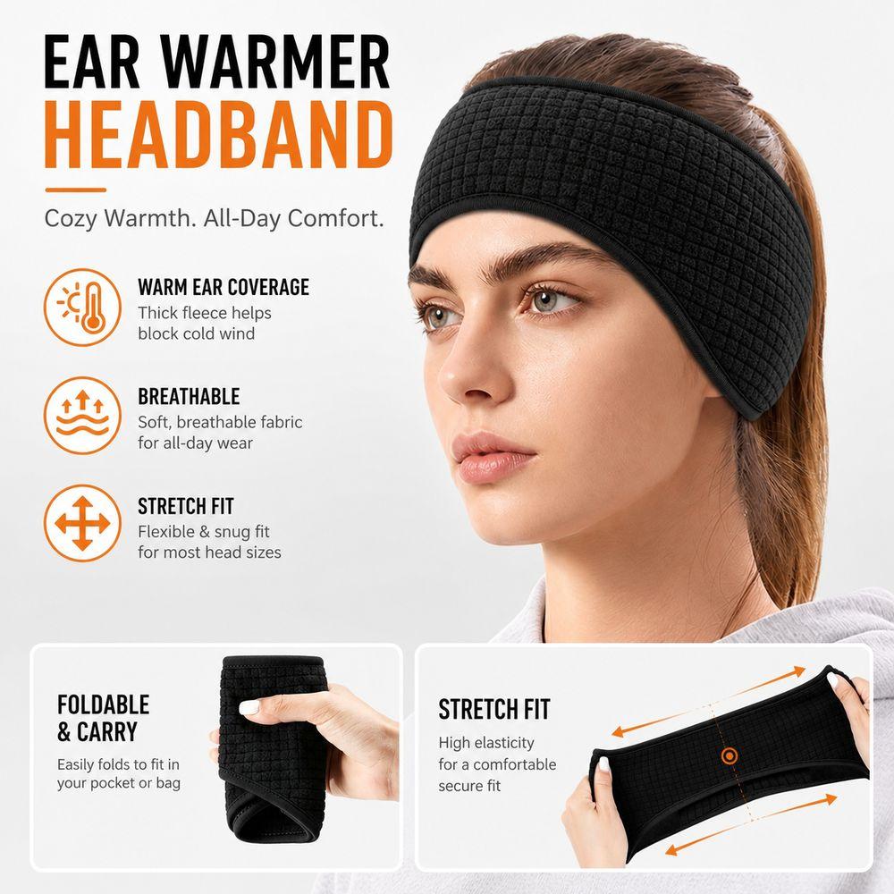 Thickened Ear Warmer Headband Polyester Sports Headband New Thermal Headband Running