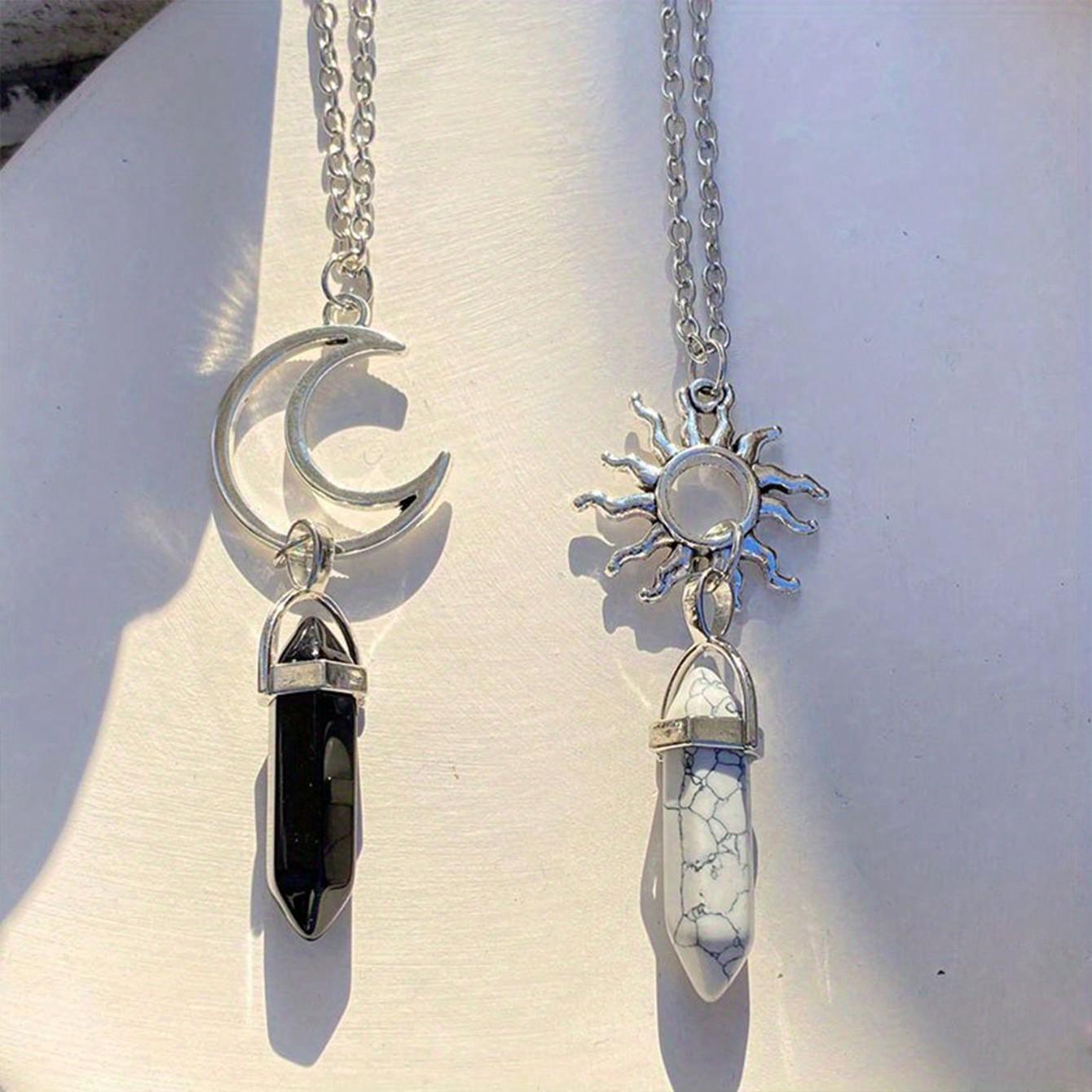 

Набор из 2-х ретро-ожерелий для пары «Солнце и Луна» с шестиугольным хрустальным кулоном