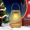 2PCS Solar Lights Outdoor Garden Metal Hanging Solar Lantern Waterproof Rattan Bamboo Solar Powered Light Yard Christmas