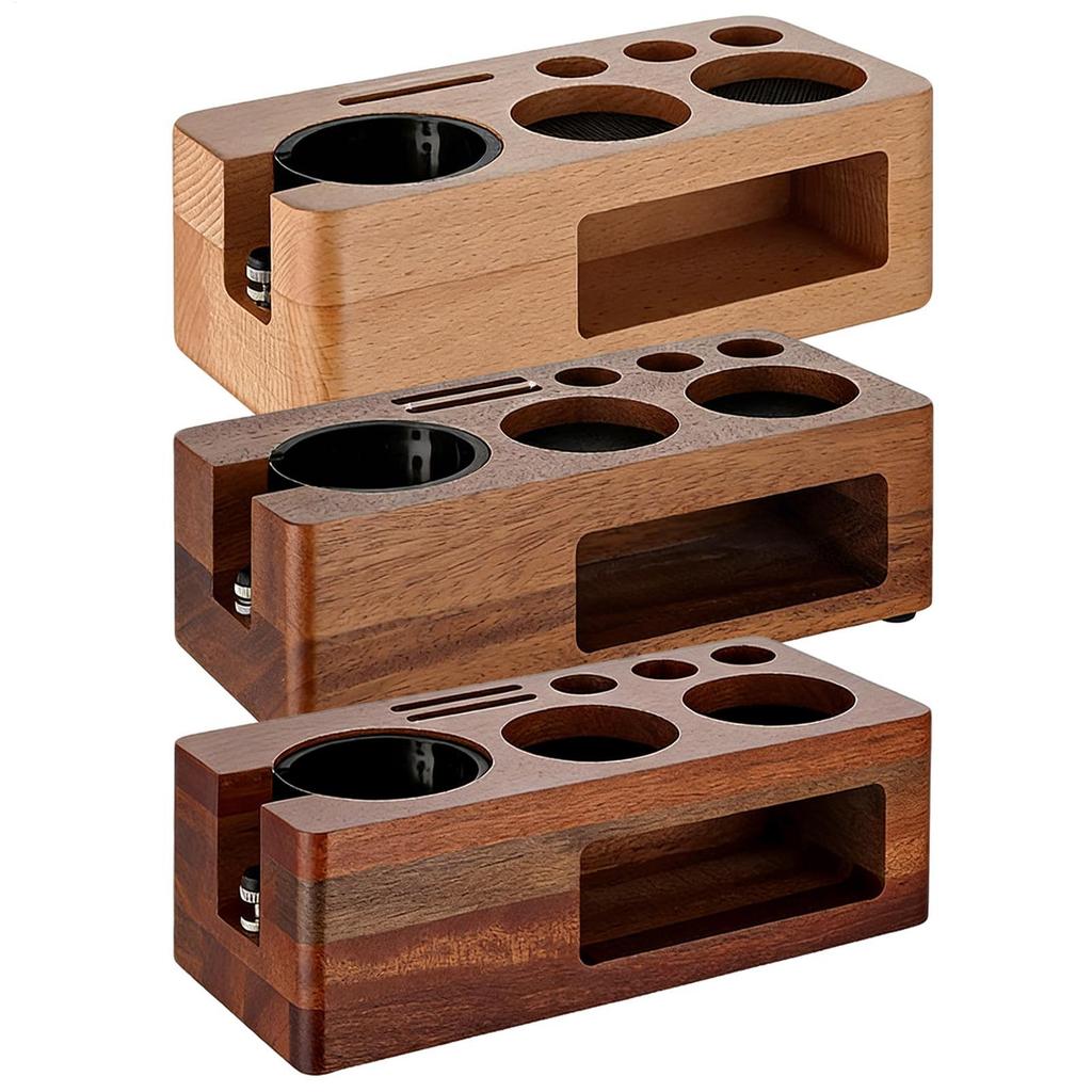 Espresso Tamper Station Wooden Espresso Storage Coffee Organizer tampering Station For 51-58mm Tamper/ Dispenser/ Portion Bag
