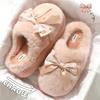 Purple Bow Cotton Slippers Autumn and Winter Home Indoor Couple Home Non-slip Plush Warm Cotton Mop