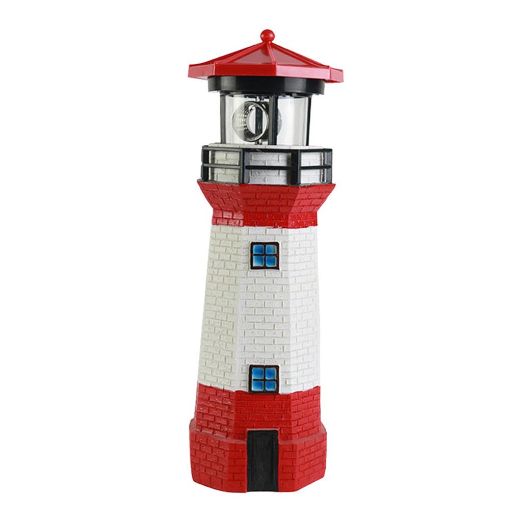 Far solar Statuie de grădină Figurină din rășină Sculptură de far Lampă solară LED pentru curte Decor în aer liber curte peluză Patio