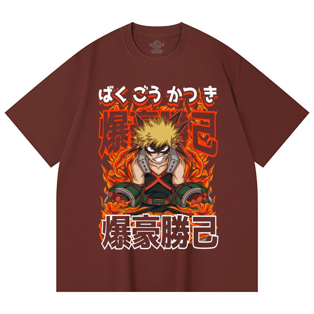 230 Gsm 100% Cotton My Hero Academia V13 Bakugo Print Unisex Heavy Cotton T Shirt