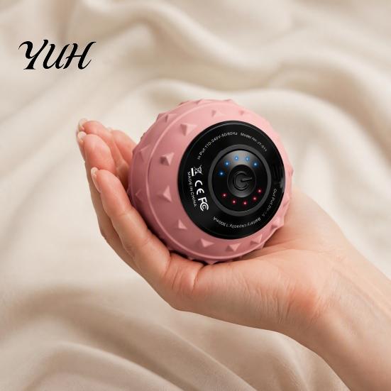 Tragbarer Massageball mit mehrstufiger Vibration, Yogaball, Handlicher elektrischer Muskelroller, 1300mAh Akku, 3 hohe Vibrationsstufen für