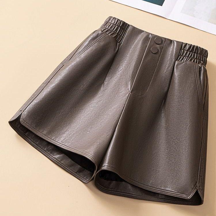 

Women s High Waist PU Leather A-Line Shorts - Autumn/Winter Slimming Plus Size, Loose Fit Boot Pants S under 95 lbs