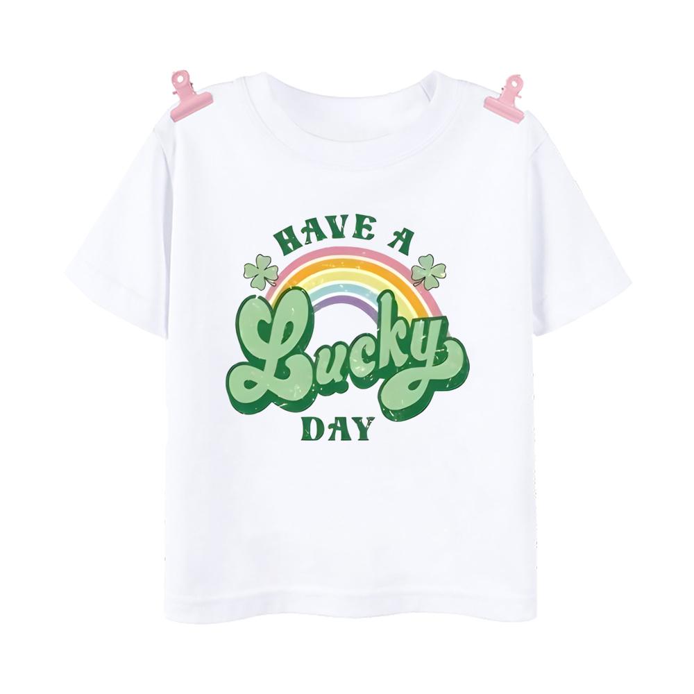 Rainbow Lucky Print Kids Shirts St Patricks Day Party Boys Girls Outfit Tshirt Holidy Child Short Sleeve Tops Toddler T Shirt