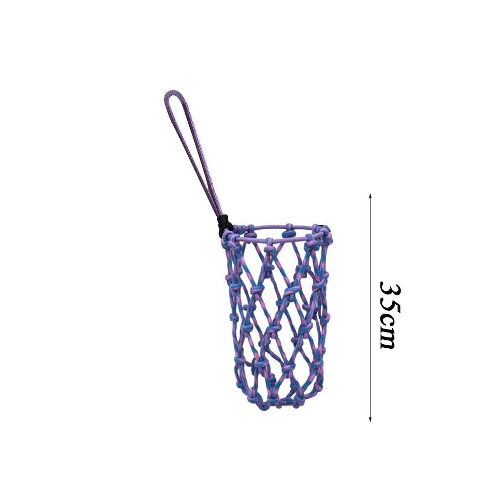 Portable Woven Coffee Cup Bag Hollow Out Foldable Cup Holder Mugs Bag