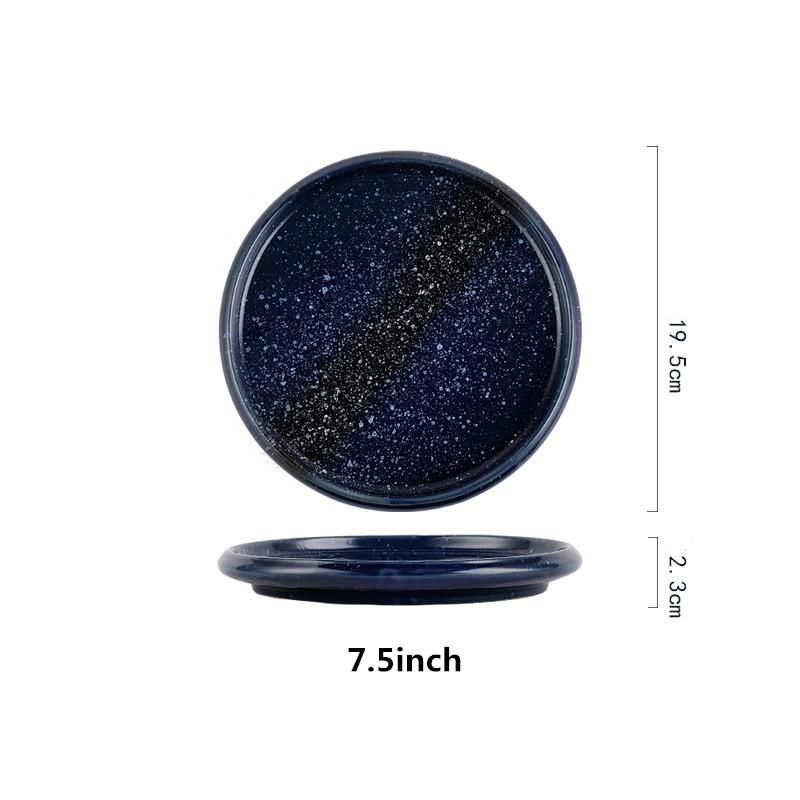 Steak plate plate Household creative black sushi Commercial Japanese food Dim sum flat plate breakfast dishes and plates sets