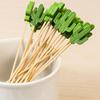100 Pcs Food Picks Disposable Bamboo No Harm Cactus Shape Salad Sticks for Banquet