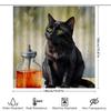 Cat Bath Curtain With Glass Jar Black Cat Decor Shower Curtain For Pet Lover'S Bathroom Decoration