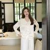 1011 new ice silk pajamas women's lapel Mori jacquard satin girl cute ice silk loungewear