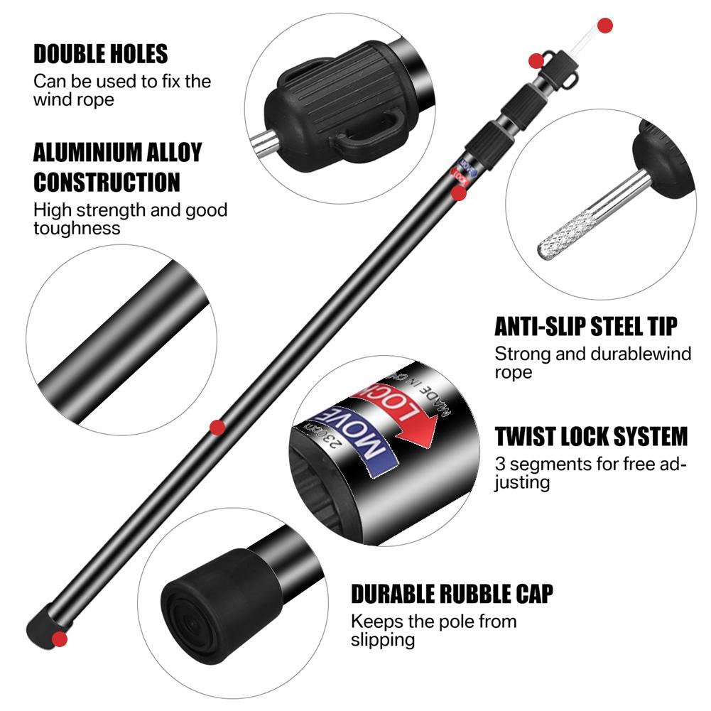 Adjustable Camping Tent Support Poles Beach Shelter Tarp Awning Rods Portable Lightweight Aluminum Alloy Accessories For Canopy