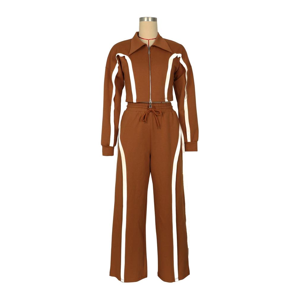 AL335 Women's Autumn/Winter Sports Suit: Cotton Jacket & Sweatpants Two-Piece Set