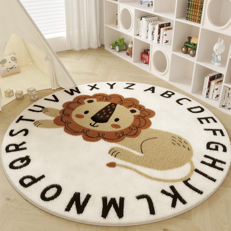 Nordic Style Carpets for Living Room Plush Round Bedside Rug Large Area Children Bedroom Decor Carpet Thickend Cartoon Floor Mat