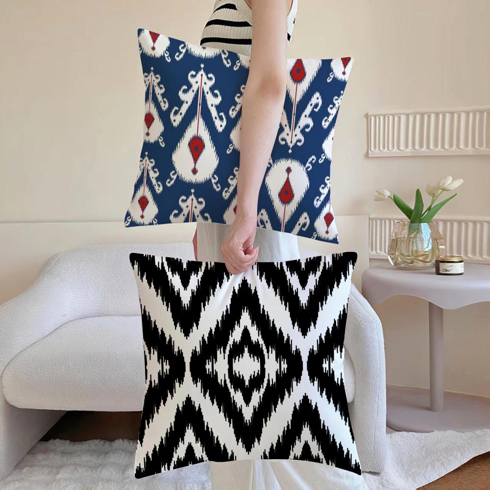 Pattern Classic Russian-Style Pattern Cushion Cover Washable Linen Pillowcase Soft For Daily Sofa Bed Home Room Decor