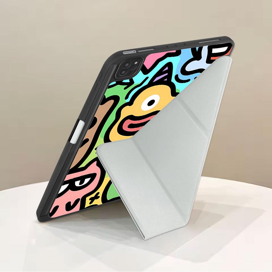 Custodia Cover Colorata con Portapenne Graffiti per Tablet iPad Mini 6 7 Pro 2025 Pro 11a 10a 9a 8a 7a 12.9 pollici Air 4 5 M3 M2 1 2 M4