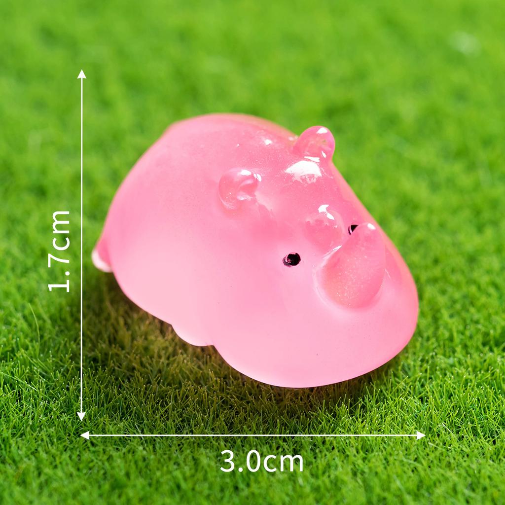 Moss Micro-landscape Glow-in-the-dark Rhinoceros Animal Ornament Gardening DIY Landscaping Accessories Desktop Ornament