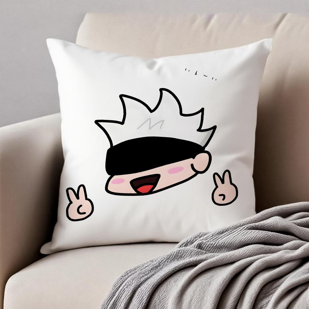 JJujutsu Kaisen GGojo Satoru Cushion Cover Pillowcase Antidustmite Invisible Zipper Short Plush Sofa Cushion