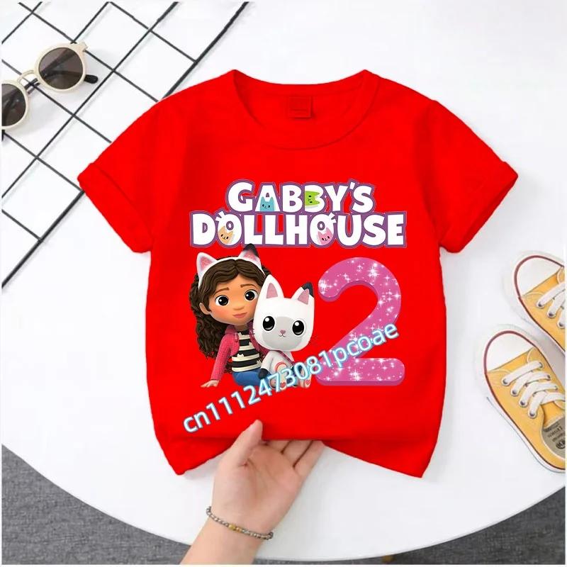Summer Tshirt Gabby 29 Years Old Childrens Cotton Shortsleeved Sports Shirt for Girls Casual Top with Digital Cartoon Print