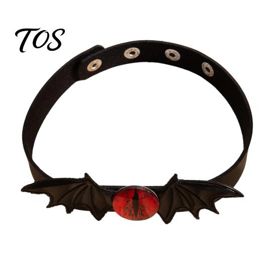 Fashion Jewelry for Girls Gothic Bat Leather Choker Necklace, Devil Eyes Collar Necklace Women Birthday Gifts Men, Adjustable Wing Clavicle Halloween