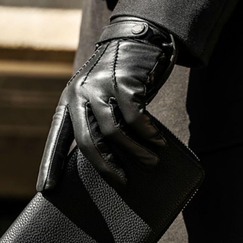 SARTOR Thinsulate Full-Touch Three-Stripe Leather Gloves Black