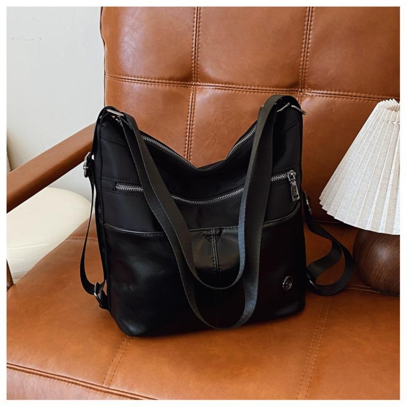 New fashionable multi-functional women's bag casual shoulder handbag trendy solid color large leather soft bag