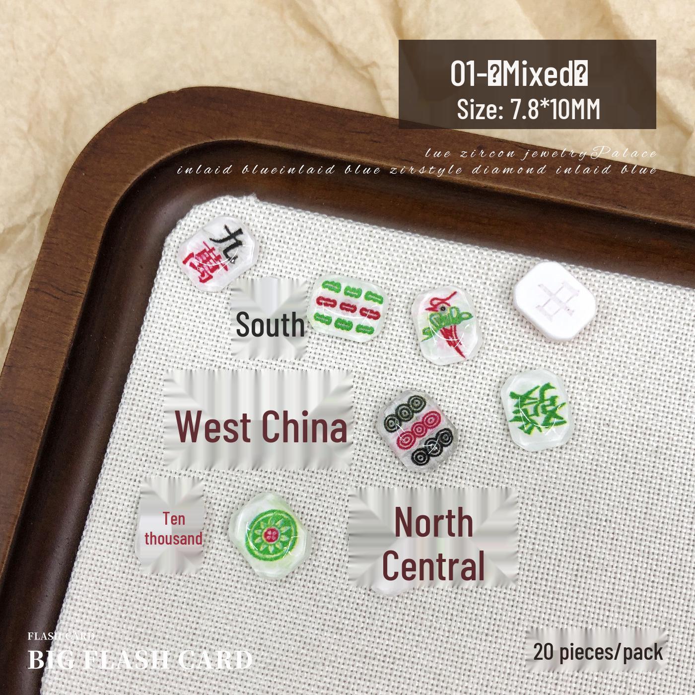 3D Crystal Mahjong Chinese New Year Press-on Nails - Trendy Nail Art Accessories