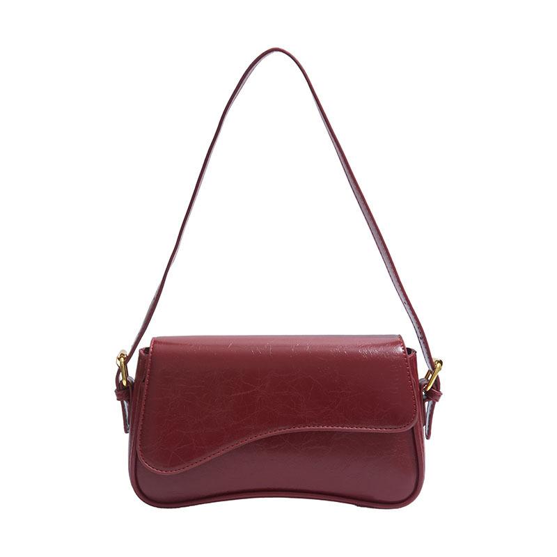 Fashion bag women's new retro autumn shoulder armpit bag commuter messenger solid color small square bag tide