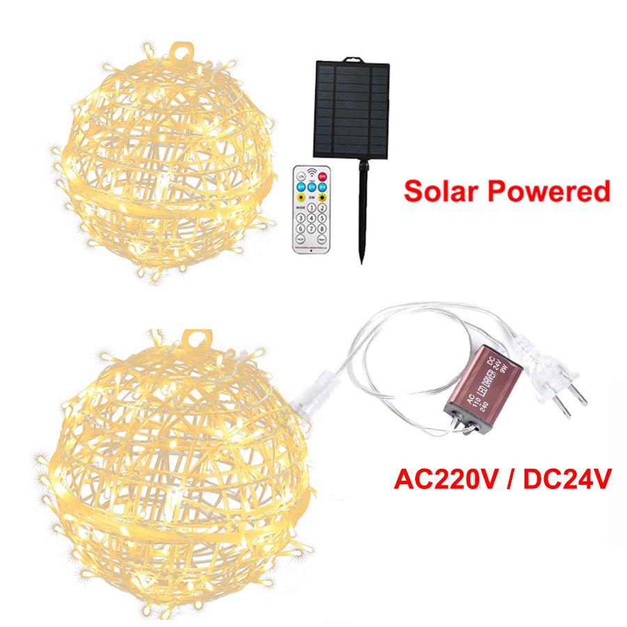 Dia20/30CM Big Globe Rattan Ball Christmas String Light Globe Ball Garland Fairy Light for Tree Holiday Wedding Party Decor