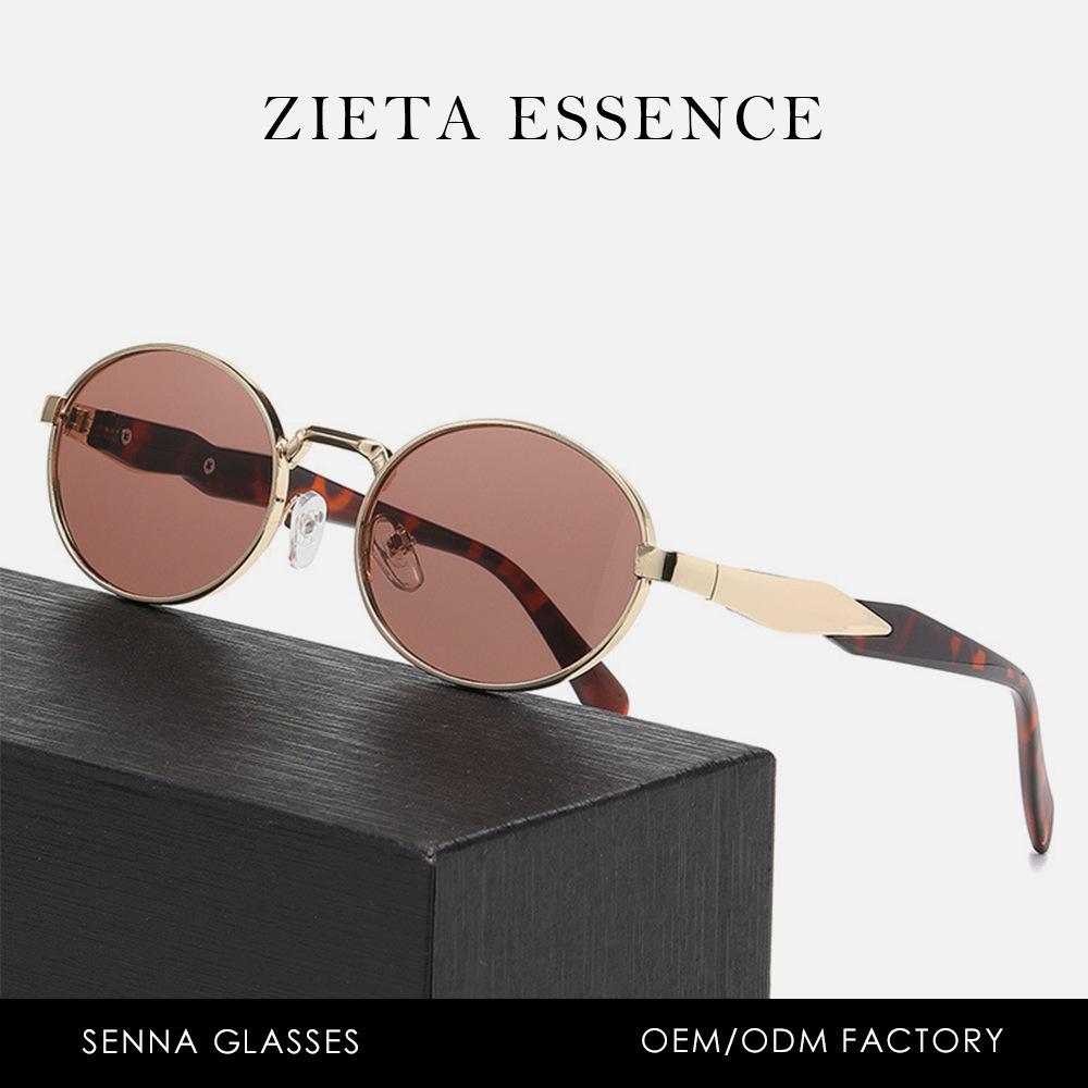 British Retro Oval Metal Sunglasses Uv Protection Classic Street Photography Trend Sun Eye