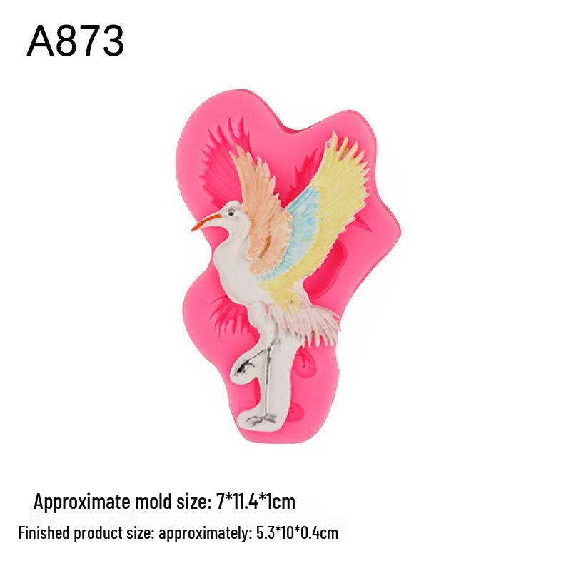 Chinese Style Crane Silicone Fondant Mold for Cake Decoration