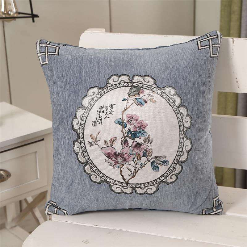 Copricuscino per divano 45x45cm in ciniglia con fiore di peonia Decorazione per soggiorno domestico Capodanno cinese