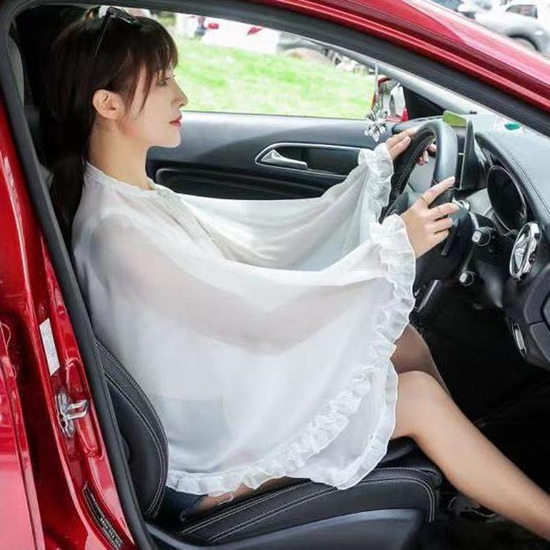 Spring Summer Chiffon Sunscreen Fake Collar Clothing Shawl Outdoor Riding Cashew Printing Sun Protection Sleeves Silk Scarf Wrap