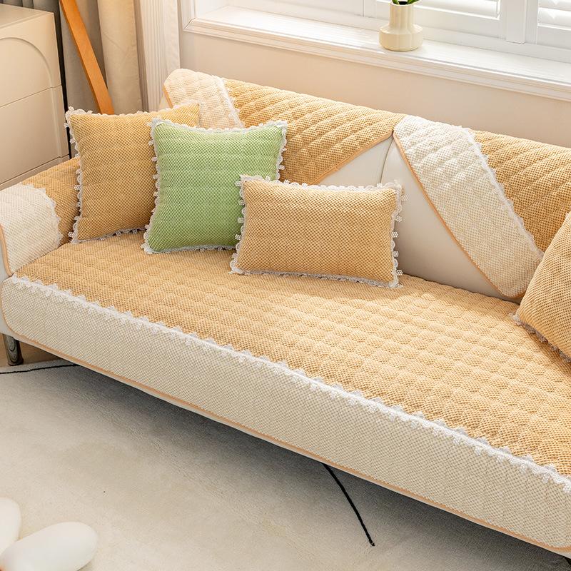 Sofa Cushion Velvet Four Seasons Universal Plush Cushion Non-Slip Sofa Cover Backrest Cover Cloth Winter