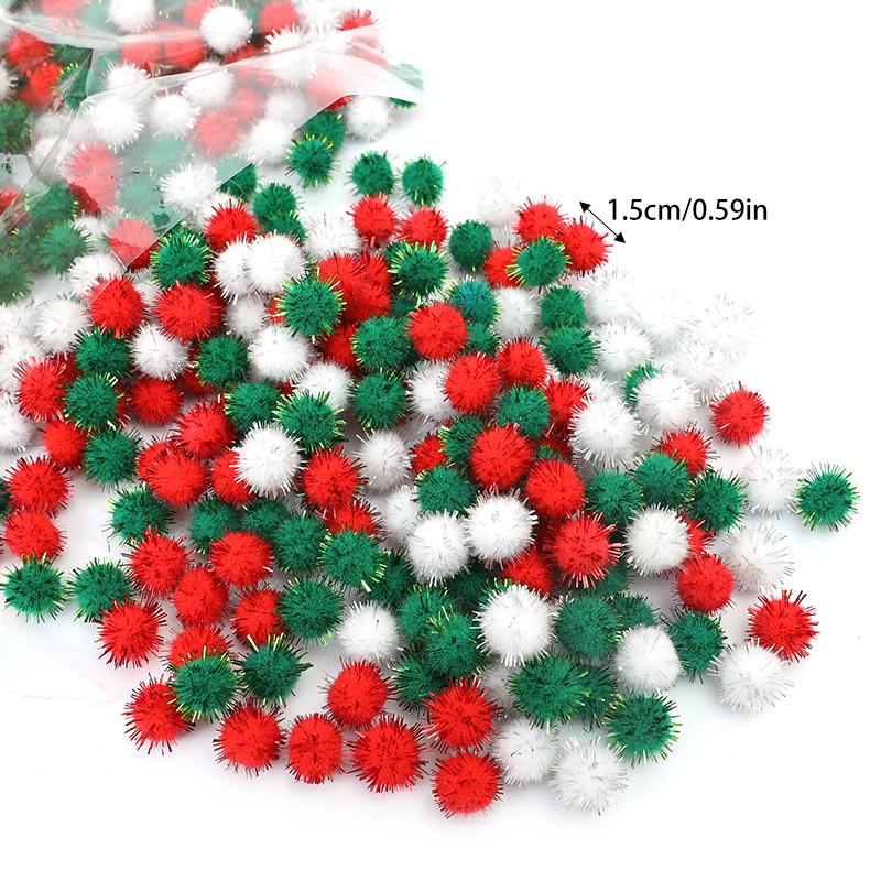 50-100 Stuks Rode Groene Pluizige Balletjes Voor Doe-het-zelf Kerstboom Haaraccessoires Vakantiefeest Huisdecoratie Knutsel
