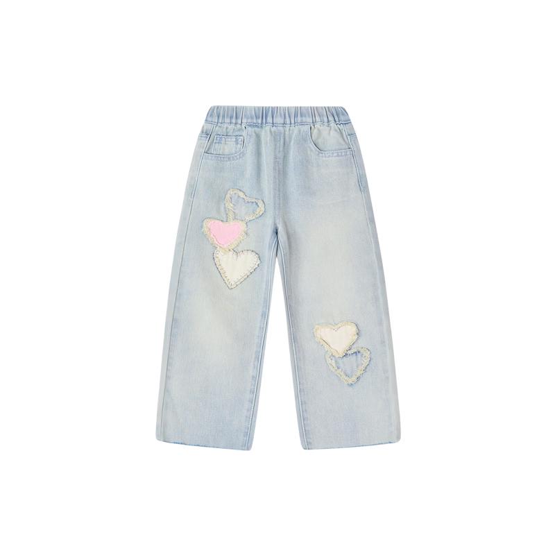 DEESHA Girls  Sweet Heart Denim Wide-Leg Pants 130