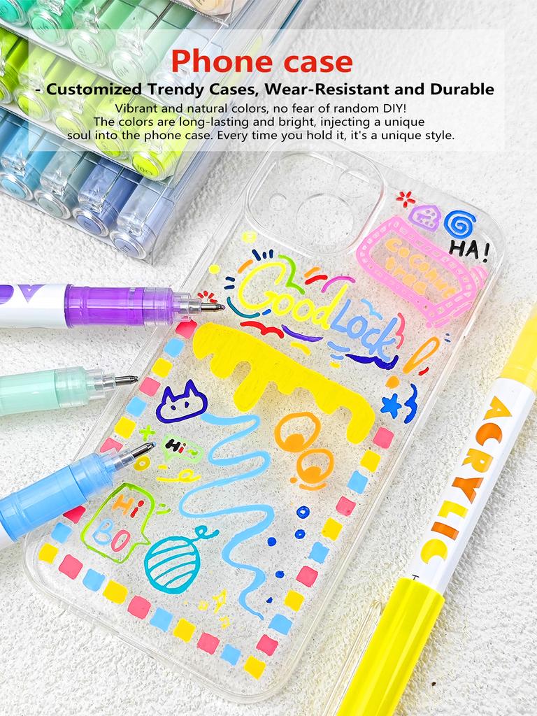 12 Colors Acrylic Paint Pens Markers Brush Tip Paint Markers For Rock Painting Wood Canvas Stone,Christmas Gift DIY Crafts