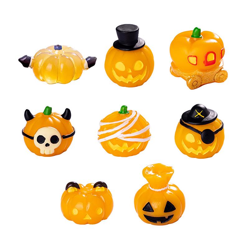 Halloween Cute Pumpkin Miniature Figurines Resin Craft Micro Landscape Home Decor Car Interior Desktop Decoration Holiday Gifts