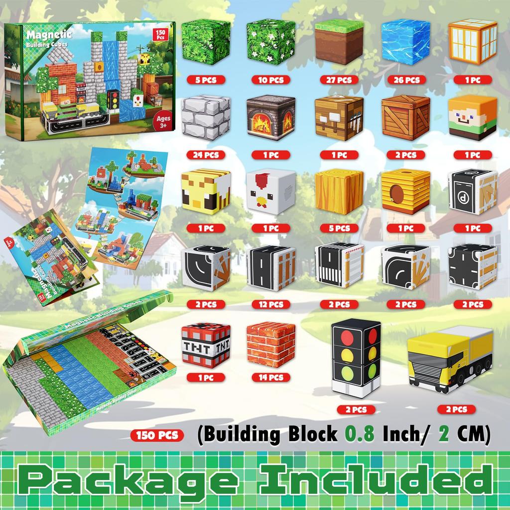 150 Pcs Magnetic Building Educational Toys for Boys and Birthday Christmas Gift Blocks, Kids, Girls, Gift,